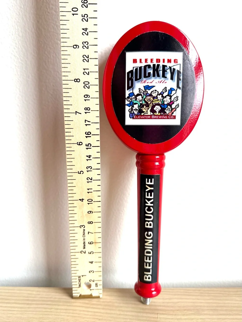Elevator Brewing Bleeding Buckeye Craft Beer Bar Tap Handle Ohio State OSU Brew